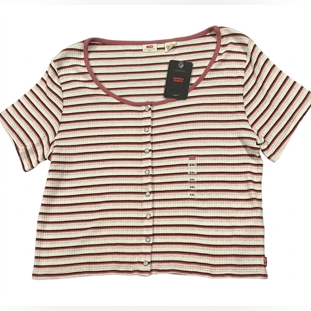 LEVIS Womens Short Sleeve Britt Snap Front Top XXL NWT